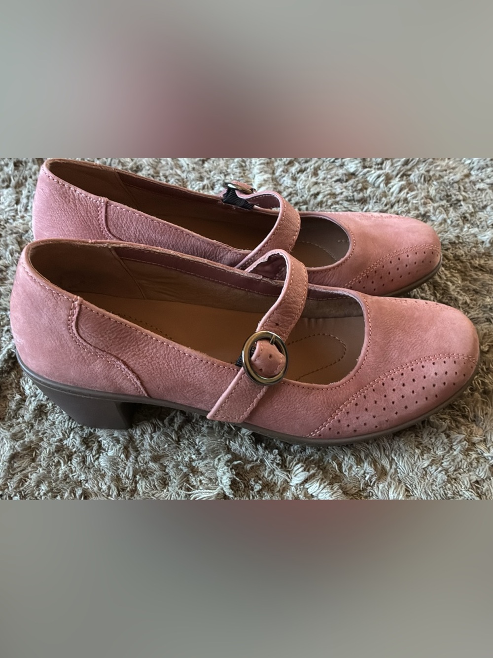 hotter Pink Suede Mary Jane Flats with Buckle